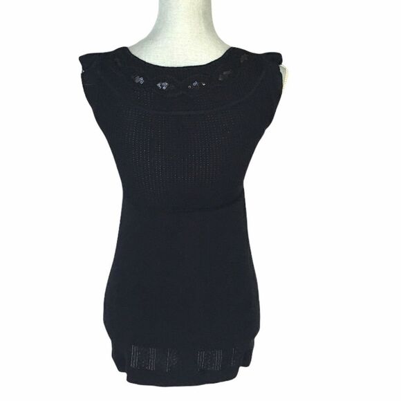 Free People Black Button Ruffle Edge Sweater Sz S - Picture 2 of 5